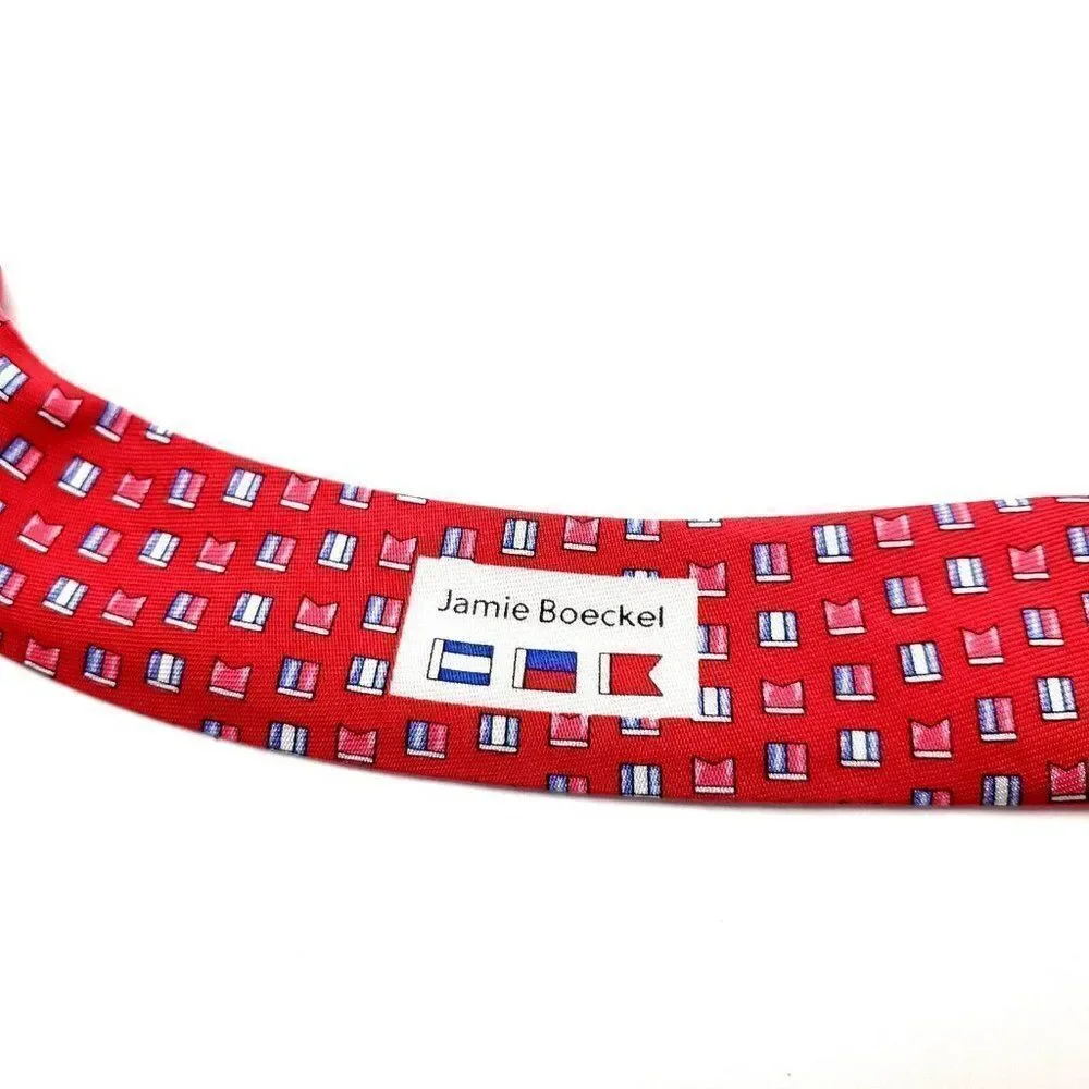 Vineyard Vines Silk‎ Tie Red Print Jamie Boeckel Custom Collection